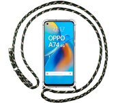 Funda Colgante Transparente para Oppo A74 4G con Cordon Verde / Dorado