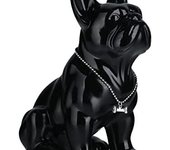 Estatua de Bulldog Francés, Estatua de Perro Sentado de Resina de Pug Negro, Escultura de decoración del hogar de Bulldog Inglés, decoración de Escritorio de Sala de Estar, Estatua de Perro de Arte de colección Moderna(9in,Negro)