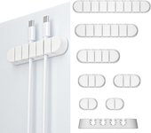 [7 piezas] Soportes para cables, organizador de cables autoadhesivo, para computadora de escritorio, cable de carga USB, oficina en casa, color blanco