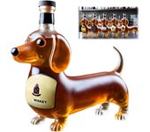Botella de whisky con forma de perro salchicha, divertida botella de whisky con forma de perro salchicha, botellas de vino de cristal con forma de perro salchicha, decoración de decantador de perro salchicha, para bar, hogar y oficina (#C)