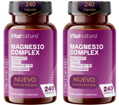 Magnesio Complex Vitalnatura | Citrato 1593 mg + Bisglicinato 600 mg (375mg Elemental) + Vitaminas B5, B6 y Ashwagandha Pura | Potencia y Energía Natural, Reduce el Estrés y el Cortisol, Músculos Fuertes, Sueño Reparador y Relajante | 240 Cápsulas