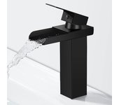 Grifo de baño en Cascada Negro Moderno, lavabo en Cascada, grifo de lavabo con altura de Caño 140mm,