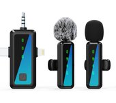 Micrófono inalámbrico OSA 3 en 1 para iPhone, mini micrófono de solapa para iPad, Android, dispositivos de cámara, micrófono de solapa inalámbrico con pantalla LED, micrófono USB C para grabación de video, vlog, TikTok, entrevistas