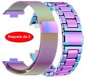2 Pack Metal Strap For Huawei Watch Fit 3 Milanese Loop Band Stainless Steel Watchband For Huawei Watch Fit3 Breathable Bracelet