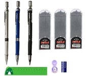 Mechanical Pencil Set 2.0mm with 2B Black/Colors Lead Refill Eraser for Student Writing Sketching Painting Automatic Pencil