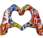 Estatua de gesto de amor 1/5 - Adorno de gesto de amor con graffiti colorido | Estatua de gesto de dedo de amor, estatua de gesto de corazón, escultura de manos de corazón, escultura artística de gesto de amor, escultura de corazón de mano,