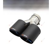 EPLUS Car Carbon Fiber Matte Muffler Tip Y Shape Double Exit Exhaust Pipe Mufflers Nozzle Decoration Universal Stainless Blue
