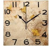 Reloj de pared cuadrado con estampado de puerta de granero de madera con estilo 3D, reloj de escritorio silencioso analógico de cuarzo con pilas de 8 pulgadas para el hogar, la oficina y la escuela