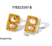 Encanto Pendientes de acero inoxidable de verano con combinación DIY de 26 letras irregulares y gordas , accesorio de joyería chapado en oro, material A-Z letras gruesas