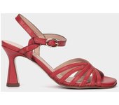 Pedro Miralles Sandalias de tacon de piel en color rojo modelo MUNERA en tonos Rojos. Hecho a mano en España.