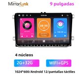 2din 9" Android 12 Radio with Carplay Car Multimedia Player Auto Carplay for VW Volkswagen Golf Polo Tiguan Passat