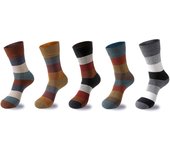 Men's Combed Cotton Socks Fashion Colorful Large Stripe Harajuku Four Seasons Casual Socks Men Size 39-44 5Pair/Lot