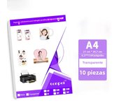 10 Sheets A4 Inkjet Waterslide Decal Transfer Paper White Transparent For DIY Mugs Procelain Phone Case Glass Metal Crystal