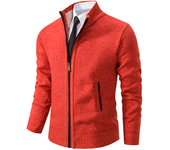 2024 New Autumn and Winter Jersey Men's Casual Sports Coat Solid Color Stand Collar Wweater Grab Fleece Warm Zipper Cardigan