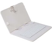 Exeom Funda con Teclado en Español para Tablet 9" Blanca Acolchada y Reforzada con Cierre Magnético
