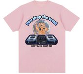 You drop the treat I drop the beat Funny Cat DJ Print Crew Neck T-shirt Casual Loose Short Sleeve Fashion Women's Clothing