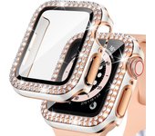 Glass+Cover For Apple Watch case 40mm 44mm 45mm 41mm iWatch Accessories Diamond +Screen Protector Apple watch series 8 3 6 SE 7