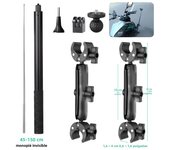 Action Camera Accessories For Insta360 One X2 X3 Motorcycle Bicycle Double Clip Bracket for GoPro 11 10 9 Bike Selfie Stick