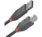 Lindy - Cable USB 2.0 A/B Anthra Line 7.5m | Transferencia de Datos a 480 Mbps | Compatible con TV, Monitor, Tablet, Portátil | 10 Años de Garantía
