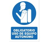 Señal OBLIGATORIO USO DE EQUIPO AUTÓNOMO, Señal de PVC 700 micras, 21 x 29,7 cm