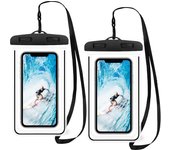 2 pcs Funda Impermeable Bolsa Estanca Móvil Universal,Funda Impermeable Móvil para Móvil Agua Compatibilidad iPhone/Xiaomi para Teléfono Móvil Resistente al Agua Compatible con Bolsa Seca-Negro