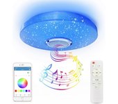 Lámpara de Techo LED Regulable de 36 W, Luz de Música Que Cambia de Color RGB, con Altavoz Bluetooth, Controlada Por Control Remoto y Aplicación, Adecuada Para Baño, Dormitorio, Sala de Estar [Clase de eficiencia energética A++]
