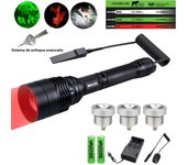 Powerful 500 Yards XRE White+Red+Green Predator Light C11 Zoom Professional Hunting Coyote Hog Varmint Flashlight Handheld Torch