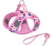 HP386--Pet cat & dog printed vest style harness, 360° fit to the pet's body shape, 1.5-meter dog rope.