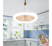 PORCHEDDU Ventilador de Techo de 10,3*2,7 pulgadas with Mando a Distancia, 2 en 1 multición, 30W ajustable, 3 velocidades, 3 colores de Luz cambiantes, kit de ventilador de techo Eléctrico para oficina en casa E27