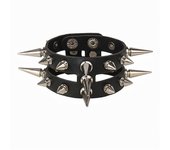 2025 Black Goth Rings Bracelets For Women Punk Emo Spike Rivets PU Leather Bracelet Cuff Bangles Festival Jewelry Party Gift