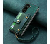 Luxury Case Wristband Leather Back Panel for Coque Samsung Galaxy Z Fold 6 5 ZFold 3 Fold4 Wallet Cover