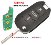 jingyuqin 433Mhz Remote Car Key For Peugeot 208 301 308 508 2008 5008 Hella Fit Citroen C3 C4 C4L ID46-7941 Chip HU83 VA2 Blade