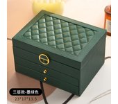 Rhombic three-layer drawer-type lock jewelry storage box necklace ring ear jewelry storage box jewelry box