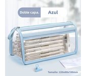 Transparent PVC Pencil Case Waterproof Large Capacity Double Layer Pen Bag Ins Style Makeup Bag Storage Bag School Stationery