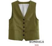 TRAFZA Casual Women Suits 2 Pieces V Neck Buttons Vest Blazer+High Waist Wide Leg Shorts Fashion 2023 Summer Vintage Sets