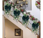 Guirnalda navideña preiluminada inalámbrica de 24 pulgadas, 6 guirnaldas navideñas artificiales con forma de lágrima, guirnalda navideña preiluminada con luces, nuevas decoraciones navideñas de 2024 para escaleras, decoración del hogar, porche y escaleras