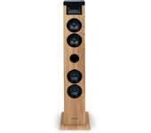 Thomson Reproductor de CD Bluetooth Thomson Torre Multimedia 60W con Carga USB/SD, Radio FM PLL, Caja de Madera y Mando a Distancia