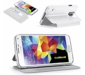 Tumundosmartphone Funda Soporte Casebase Piel Blanca para Samsung Galaxy S5 / S5 Neo