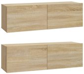 vidaXL Mueble TV de pared 2 uds madera contrachapada 100x30x30cm, Mueble de Salon, Mueble TV, Mueble TV salon, Mesa de TV, Mueble tele