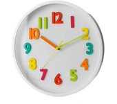 Dcasa Reloj de pared infantil blanco de plástico de 25 cm