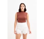 Short de tiro alto con bordados, cremallera trasera oculta y bajo ondulado INSIDE