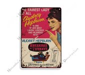 Audrey Hepburn Vintage Metal Poster Roman Holiday Movie Retro Meatl Sign  Rusty Retro Poster Home Bar Club Cinema Wall Decor