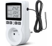 Controlador de temperatura digital, enchufe de termostato LCD de 230 V para calefacción y refrigeración, ideal para invernaderos y terrarios