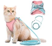 Arnés y correa para gatos para pasear a prueba de fugas, chaleco ajustable para gatitos con tira reflectante, rosa, S