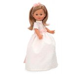 Muñeca rubia con traje de comunión y colgante dorado de Arias 65348