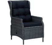 vidaXL Sillón reclinable de jardín cojines ratán sintético gris oscuro