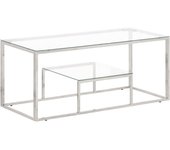 vidaXL Mesa de centro acero inoxidable y vidrio templado Plateado, Dorado, Plateado y blanco Mesita de Salón o Comedor o Auxiliar Mesa de Café Meuble Salón