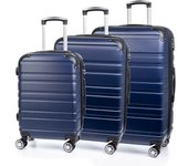 DAM Juego de 3 maletas Trolley extensibles, en material ligero ABS de alta resistencia. Cerradura numérica, 4 ruedas giratorias 360°. 50x30,5x76,5 Cm.