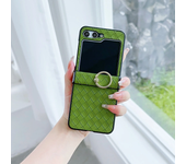 Ring Holder Woven Leather Fall Prevention Phone Case for Samsung Galaxy Z Flip 6 5 4 3  Flip6 Flip5 Flip4 Flip3 Shockproof Cover