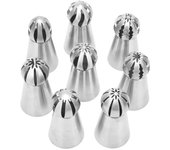 Juego de boquillas para decoración de pasteles con punta de bola de acero inoxidable esmerilada para repostería rusa (8 piezas)